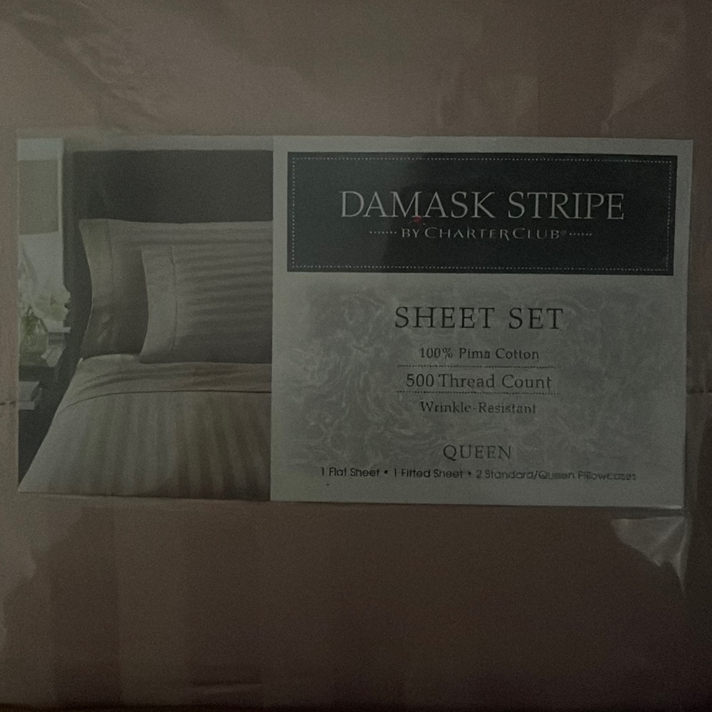 Charter club Damask Queen sheet set- pink (500 thread count)